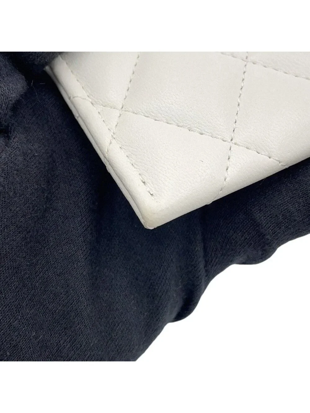 Chanel Card Case Quilted CC Logo Rhinestone Lambskin Set Era Business White